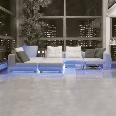 couch with lights underneath